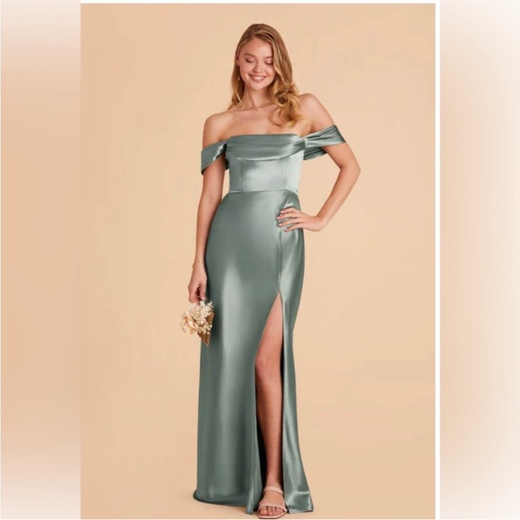 Birdy Grey Mia Convertible Dress in Sea Glass Satin Size Small. - Picture 3 of 5